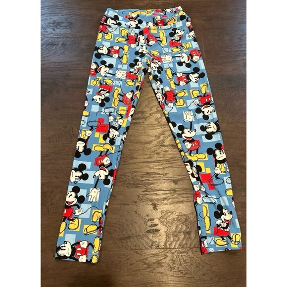 Lularoe  Mickey Mouse Disney Leggings- One Size- Blue Yellow Red Buttery Soft - Picture 1 of 2